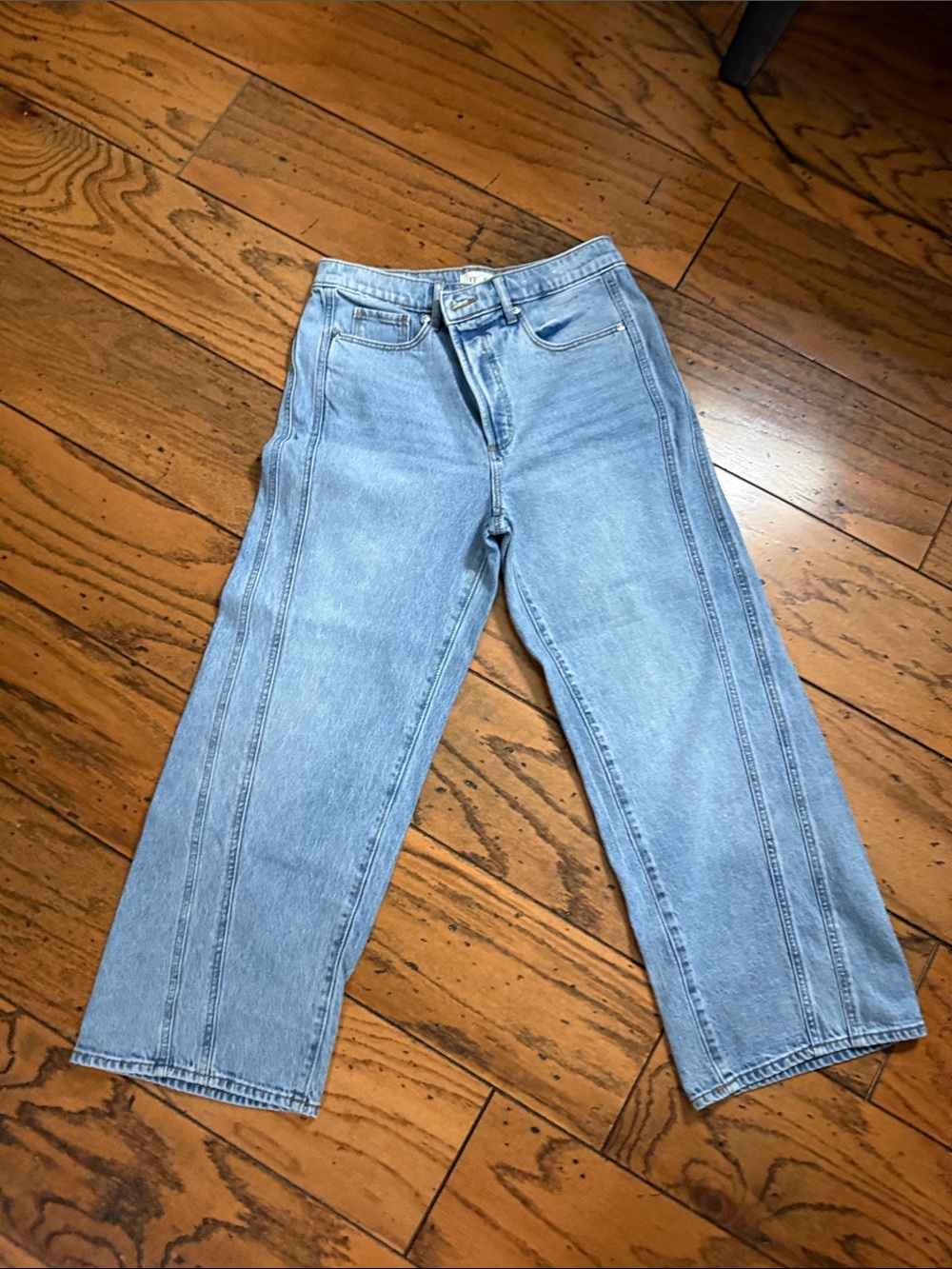 Light Blue Women's Wide leg Jeans with Front Seam Detail